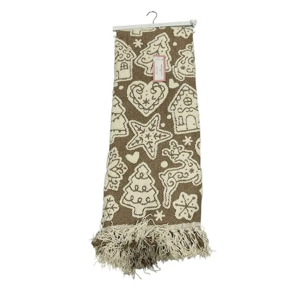 Cupcakes & Cashmere Gingerbread Throw Blanket Brown Cream 50x70